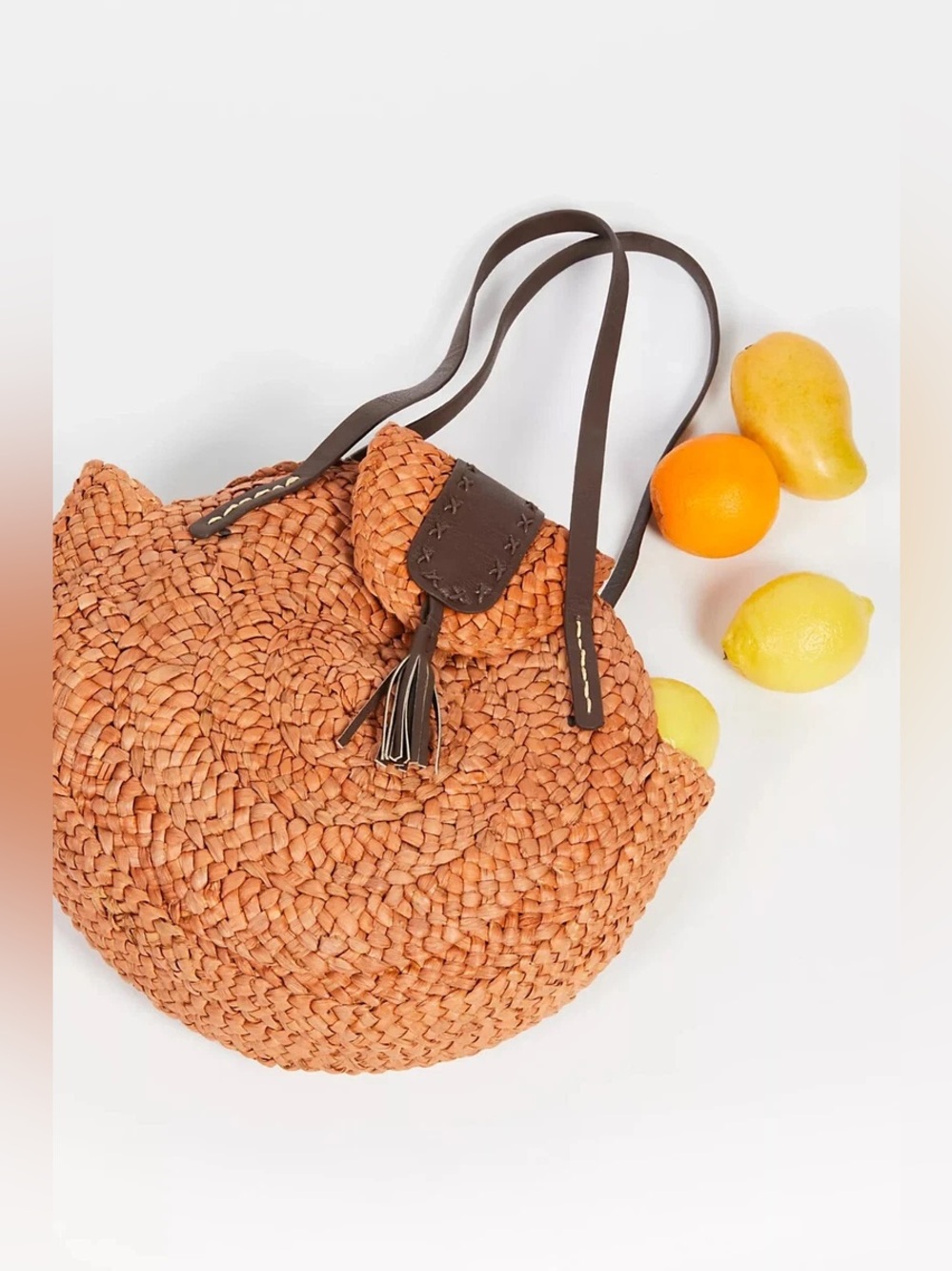 Bay Sky San Diego Hay Company Round Woven Cornhusk Straw Tote Bag